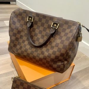 Authentic Louis Vuitton Brown Damier Ebene Speedy 35